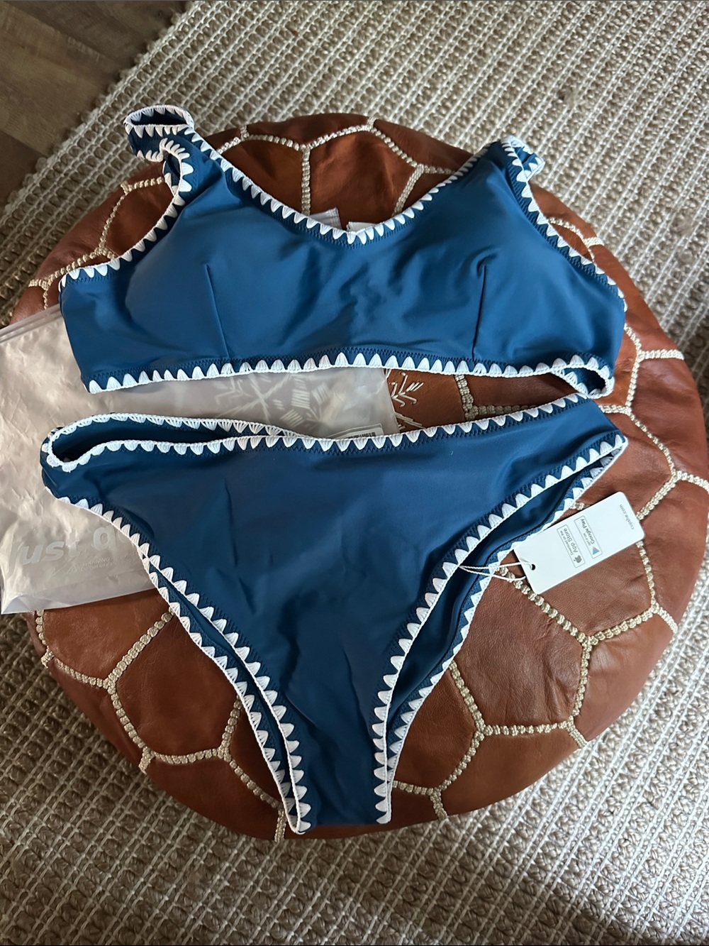 Cupshe Navy Blue Triangle Trim Bikini Set